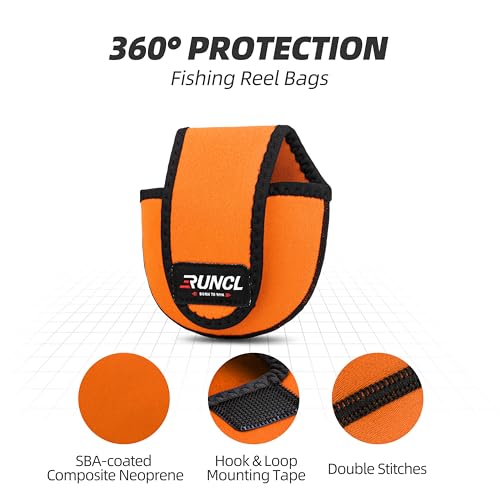 RUNCL Baitcasting Reel Bag – Protective Storage Pouch for Baitcasting Reels & Spinning Reels, Lightweight & Durable, Ideal for Freshwater & Saltwater Fishing Trips (orange& Black) - color: B-orange& Black