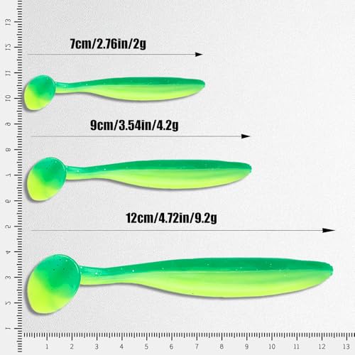 Paddle Tail Swimbaits FS/RE-10 | for Bass Fishing,14 Colors ,Fishing Lures with Flash Blade,Freshwater Saltwater ,Bass Bait,for Trout Catfish Pike - color: Color H, size: 7cm,50pcs