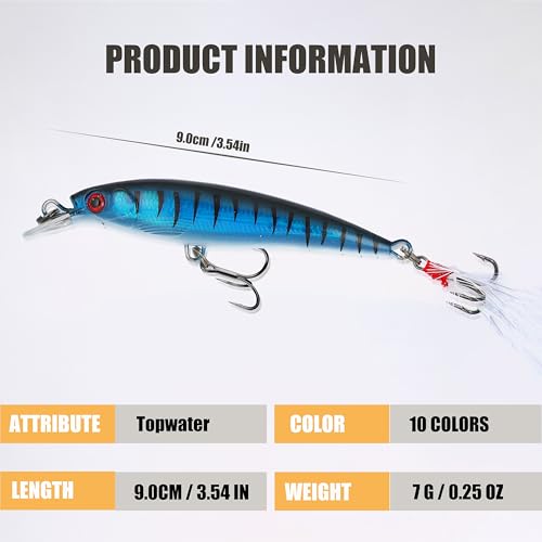 EXAURAFELIS Suspending Jerkbaits California Surf Fishing Lures Fishing Gear Minnow Lure swimbaits Minnow Lure Baits Kit Topwater Baits Swimbait for Bass Trout Pike Catfish FishingPlug Freshwater