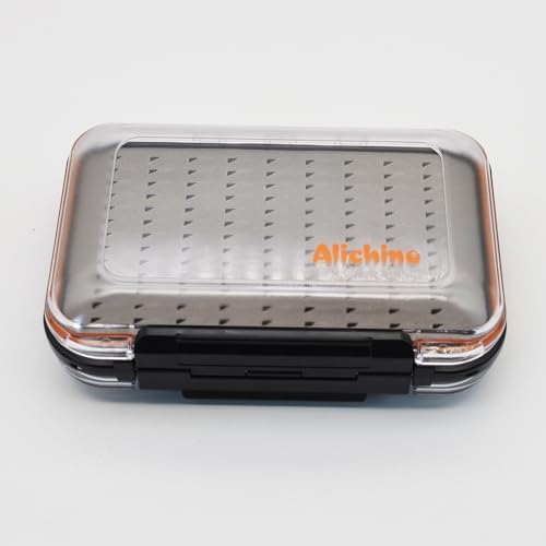 ALICHINO Fly Box for Fly Files Ice Jig Box Two Sided Waterproof Fly Fishing Box for Nymphs and Streamers (Grey Foam Insert, XM 6.2 * 4 * 1.6 Inch) - size: Small-Medium 6.2 * 4 * 1.6 Inch