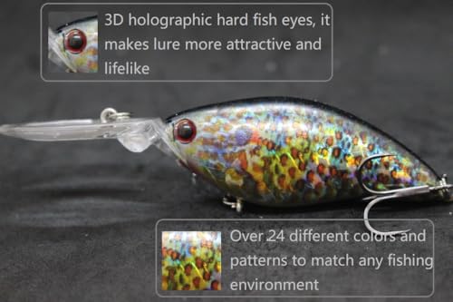 Minnow Crankbait for Bass Fishing Bass Lure Jerkbait Fishing Lures and Tackle Box - color: HC739KB