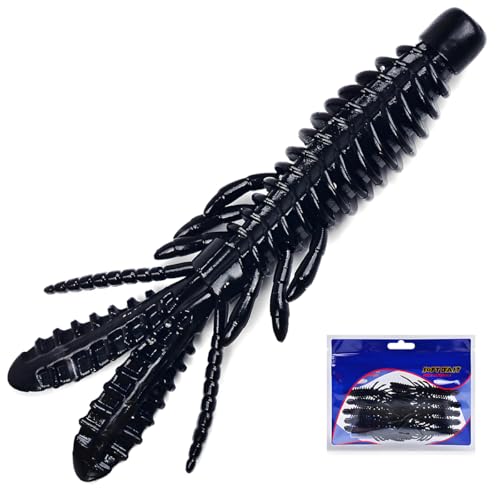 10 Pcs Soft Swimbait Lures, 6.4cm/2.5in Shrimp Shape Soft Plastic Fishing Lures Kit, Bass Fishing Lure Swim Baits with 5 Color, for Fishing Trout, Crappie, Bass, Redfish, Freshwater, Saltwater - color: Black, size: 3.15 inch