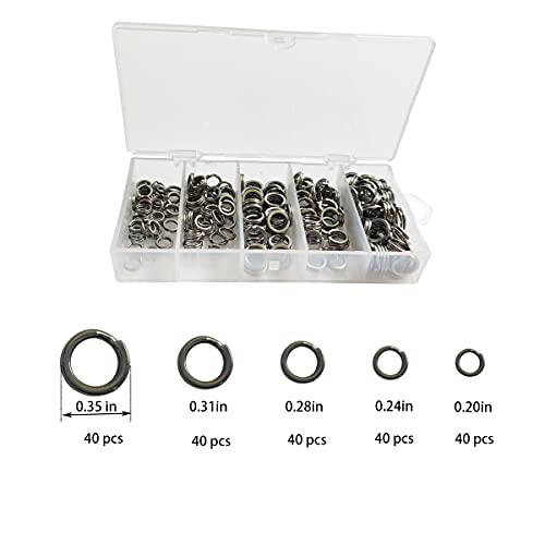 200 PCS Stainless Steel Fishing Split Rings Fishing Lures Connector Flat Stainless Steel Split Ring for Mini Key Chain Rings Open Jump Rings Connectors for Jewlery Making Findings Fishing