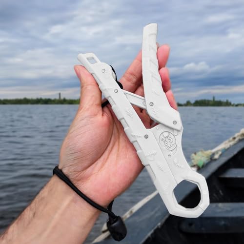 SNAIL TRAIL 7.5''/9'' Floating Fish Gripper, Fishing Grabber, Catfish Mouth Pliers, Caught Bass Holder, Digital Scale Hook Clamp, Saltwater Lip Grip Tool with Lanyard, Gifts for Men, White - color: White, size: 7.5"