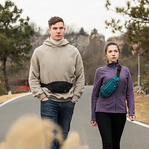 WATERFLY Fanny Pack Waist Bag: Small Hip Pouch Bum Bag Fannie Pack Phanny Fannypack Waistpack Bumbag Beltbag Sport Slim Fashionable for Jogging Hiking Hiker Woman Man - color: Black