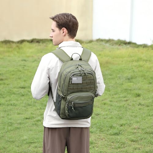 Wotony Military Tactical Backpack for Men Army 3 Days Assault Pack Bag with Molle System for Outdoor Adventures (Military green-N, 25L) - color: Military Green-n, size: 25L