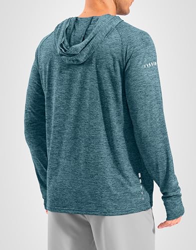 Men's Sun Protection Hoodie Shirts Long Sleeve UPF 50+ Swim Shirts for Men Rash Guard Fishing Shirt Quick Dry - color: Heather Aquamarine, size: Small