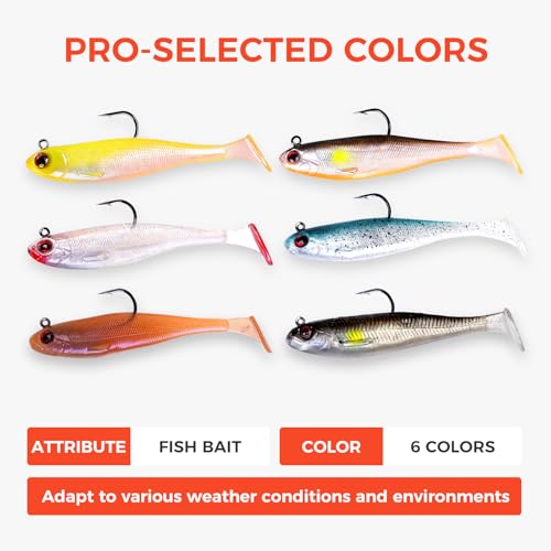 5/6Pcs Easy Catch Pre-Rigged Soft Lures,Baits for Bass Fishing - Jig Heads Soft Plastic Walleye Lures, Fishing Bait for Saltwater & Freshwater - color: 3.5",0.42oz,Orange