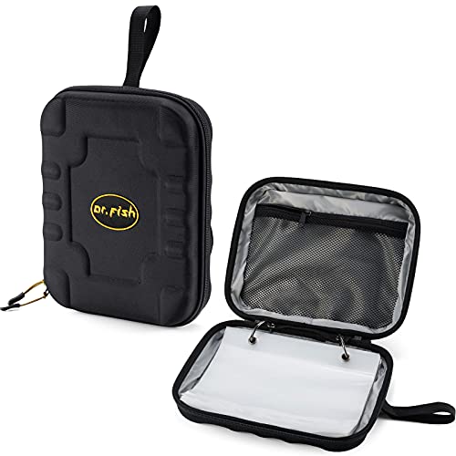 Dr.Fish Soft Bait Binder Organizer, Lure Hard Cover Fishing Tackle Storage Binders, Organized Bag with 8 Waterproof PVC Pockets for Worm Snell Rigs Jigs Baits Wrap Wallet - color: Hard Case(8 Pockets, 11.2X8.7")
