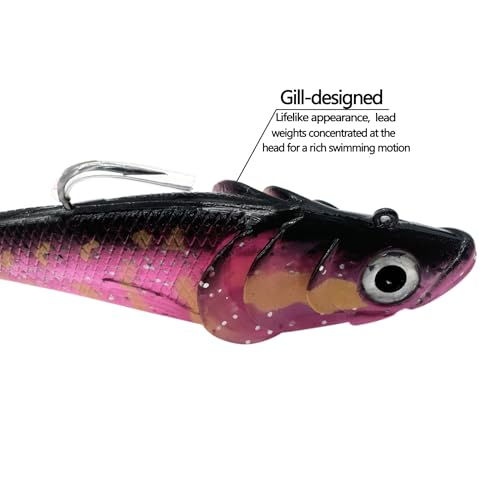 Big Jig Worm Lures Swimming Bait Soft Plastic Fishing Lure for Bass, Crappie, Trout, Pike, Sea Bass, Redfish, Striper,Fishing Lures for Freshwater & Saltwater - color: Red Glitter-1 Piece