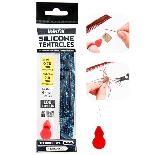 Silicone Skirt Tabs & Tentacle Strands Set for Dice Lure Builds, Japanese-Style Rubber Legs DIY Kit for Soft Baits, with Threader Tool, Fishing Lure Material for Jig Skirts - color: 08 - Midnight Blue Flake, size: Textured Type