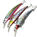 3pcs Iridescent Minnow Fishing Lures Set - 5" Sink Swimbaits, Ultra Long Casting, High-Index Plastic, Multi-Color with Treble Hooks Clear Storage Box - Perfect for Sea Fishing Bait - color: AH1328A-5'' 1oz