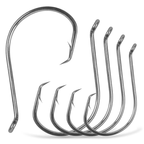 Circle Hooks Saltwater Catfish Fishing Hooks,50/100pcs Octopus Offset Sport Circle Fish Hooks for Catfish Rigs Bass Fishing Saltwater Freshwater Hook Size:8#-10/0 - size: 50pcs_9/0