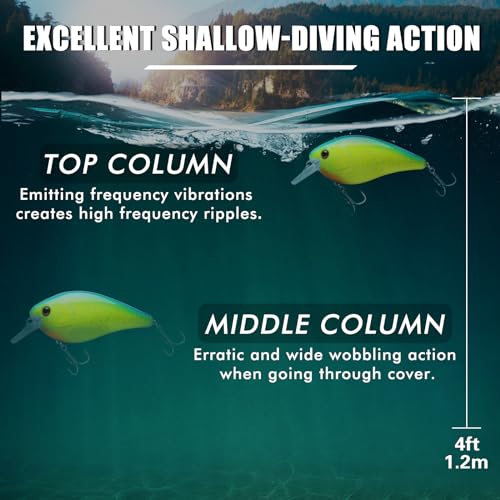 TRUSCEND Shallow or Deep Diving Crankbait with BKK Hooks, Wobble Fishing Lures for Bass Trout Crappie Walleye, Sinking Lipless Vibe Crank Bait for Bass Pike, Amazing Swimbait for Family Fishing - color: A-2.75"-0.5oz