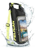 Pelican Marine IP68 Waterproof Dry Bag 2L w/Phone Pouch/Case - Black/Yellow | Roll Top Waterproof Backpack with Touchscreen Phone Pouch - Swimming, Kayaking, Camping, Rafting, Fishing & Travel Essentials - color: Black/Yellow - 2L, size: 2L