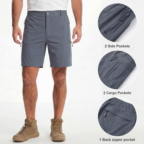 Mens Cargo Shorts - Lightweight Relaxed Fit - Tactical Work Shorts for Men,Stretch Quick Dry Fishing Hiking - color: Light Grey, size: 34