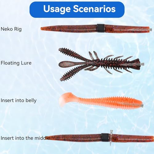 12/20pcs Tungsten Nail Weights for Neko Wacky Rig Fishing, Insert Pencil Worm Sinkers for Bass Fishing - size: 3/64oz (20pcs)