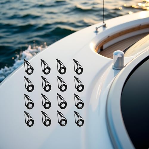 16Pcs Black Fishings Rod Tip Ceramic Guide Rings Replacement Rod Tip Guide Fishings Rod Eyelets Repair Part Easy Installation, Reel Care Accessories