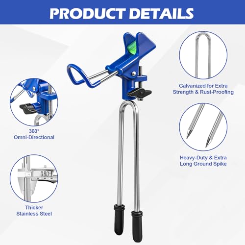 Fishing Rod Holder for Ground, 2/4pcs Fishing Pole Holders for Ground, Bank Fishing Rod Holder with 360° Adjustable Extra Long Drill Stake Rod Stand for Catfish, Beach, Shore and Mud, Men's Gift - color: Blue -4 Pack