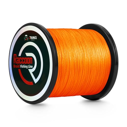RUNCL Upgraded Braided Fishing Line, Colorfast Fishing Line Braid for Bass, Trout, Crappie, Ultra Strong Braid for Saltwater Freshwater, Abrasion Resistant, Zero Stretch, 6-80lb, 150/300/500/1000Yds - color: Orange, size: 15lb-500Yd
