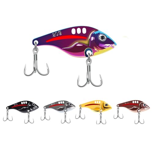 VIB Metal Lures Zinc Alloy Fishing Blade Spinner Bait with Treble Hooks Fishing Spoons Lures Pack of 5 - color: Blade Lures-A, size: 20g