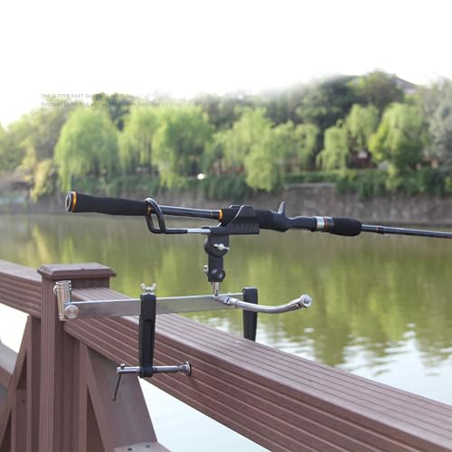BESPORTBLE Fishing Pole Rack Fishing Pole Holder for Boat: 360 Degree Adjustable Rod Racks Folding Holder with 30cm Large Clamp Opening for Canoe Kayak Marine Rod Holders