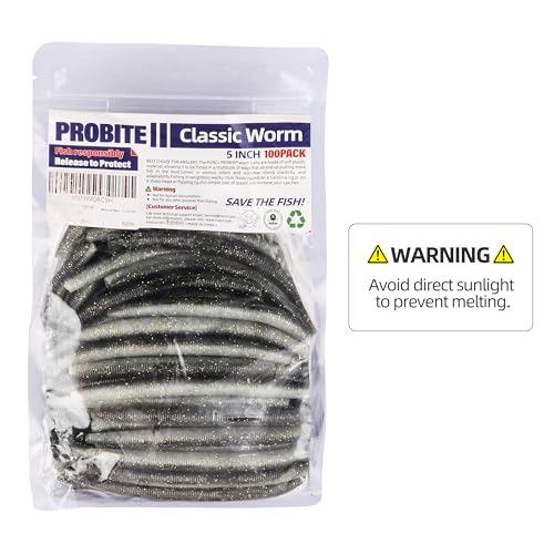 Soft Fishing Worm 100PCS, 3/4/5/6" Mega Value Pack Senko Style Soft Lures for Bass, Plastic Worm Stick Baits, Multicolor, Cost-Effective Fishing Gift - color: Smoke Pearl Flake, size: 5"