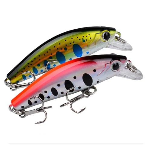 6Pcs Mini Minnow Fishing Lures Crankbaits Set, Fishing Hard Baits Hooks,Sinking Minnow Lures for Freshwater Saltwater Trout Bass Perch Fishing Lures