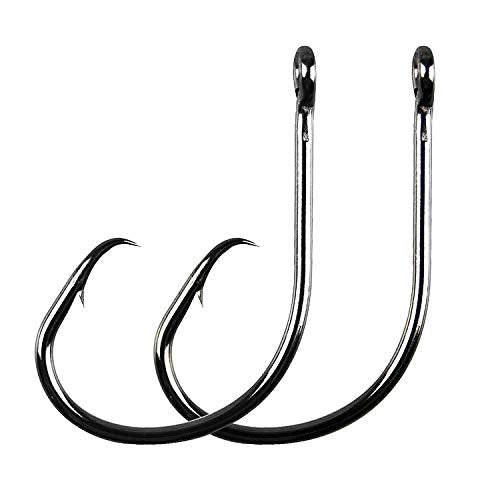 Inline Circle Hooks Saltwater, 100pcs Saltwater Fishing Hooks High Carbon Steel Fish Hook Straight Eye Octopus Hook for Catfish - size: 100PCS 8/0