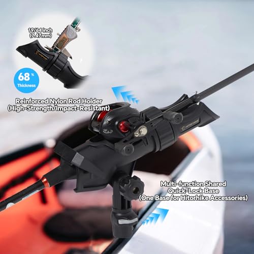 HITORHIKE Kayak Track Mount Fishing Rod Holder, Heavy Duty Adjustable Fishing Pole Holders with Quick-Lock Bases for Kayaks, Canoes & Small Boats - style: Track Mount Fishing Rod Holder 1-pack
