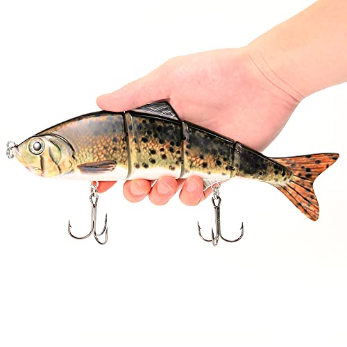 10in Multi Jointed Swimbait Fishing Lures Bait,4 Segment Big Giant Sinking Fishing Bass Lures,Crankbaits Swimbaits with Treble Hook - color: 10in,4.76oz-Color J