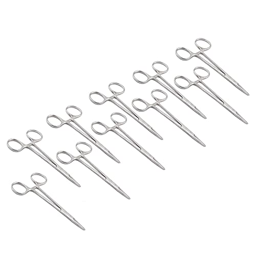 10-Pack Straight 5-Inch Mosquito Hemostat Locking Forceps, Stainless Steel for Educational Use