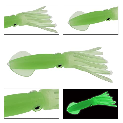Squid Swimbait Fishing Lures - Tail Octopus Jig Head Glow Soft Plastic Lures - Trout Bass Fishing Baits Kit - color: F-glow squid lures 21pcs 3.94in/0.32oz