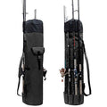 Allnice Durable Canvas Fishing Rod & Reel Organizer Bag Travel Carry Case Bag- Holds 5 Poles & Tackle - color: Black