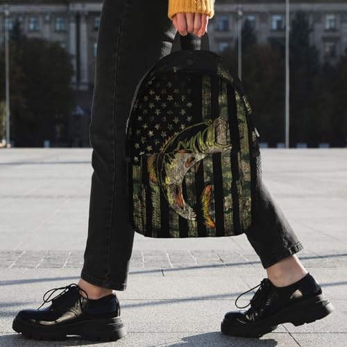 Bass Fishing Camo Camouflage American Flag Green Black Backpack For Teenage Girls And Boys Cute Kids Backpacks Children School Bag - color: Bass Fishing Camo Camouflage American Flag Green Black