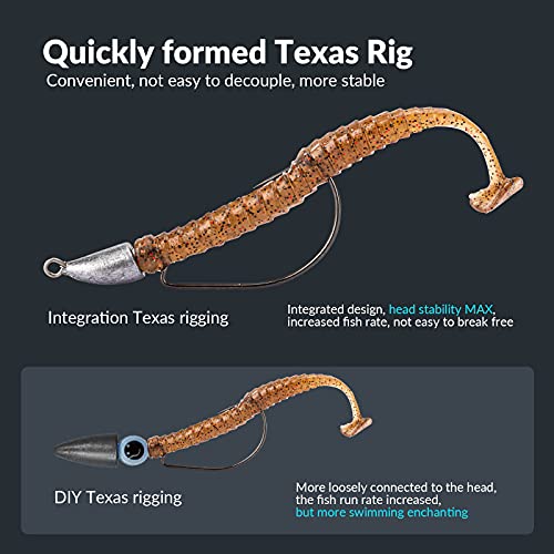 THKFISH Weedless Swimbait Jig Heads for Bass Fishing, Weighted Texas Rig Hook Fishing Hooks Saltwater Freshwater 1/8 oz, 1/6 oz, 1/4 oz, 3/8 oz, 1/2 oz,3/4 oz - color: A-Crank hook, size: 5g(1/6 oz)-3/0#-10pcs