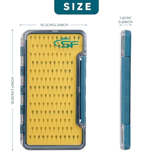 SF 3Pcs Slim Fishing Box Thin Trout Flies Plastic Clear Lid Yellow Silicone Waterproof Fly Fishing Box Large - style: Large-3PCS