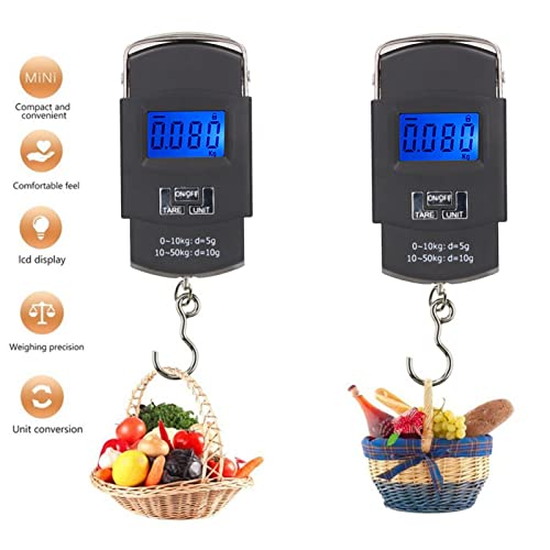 Joyzan Digital Fish Scale, Hanging Weighing Scale Multi Units Kg Oz Lb Jin | Luggage Backlit LCD Pocket 110lb Portable Hook Measuring Tape Electronic Balance Men Home Outdoor Farm Gifts Hunting