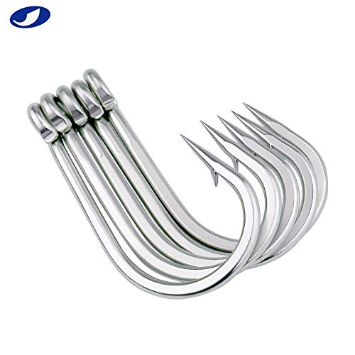 OCEAN CAT Classic Fishing Hook Stainless Steel Barbed Offset Point Octopus Circle Fishing Hooks Trolling Hooks Fishing Tackle for Saltwater and Freshwater Fishing - size: 10/0