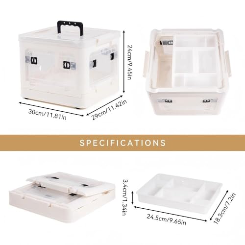 HEY FOLY 22qt Medicine Organizer Storage Box with 4-Side Opening Doors, White Foldable Medication Organizer Empty, Container Case Stackable First Aid Box for Home Storage - color: Foldable-22qt