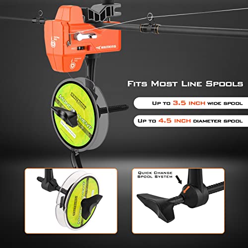 KastKing Kalibrate Fishing Line Spooler & 5’’ Braid Scissors - W/Line Counter, Patented Accessories, Portable, Compact, for Spinning & Casting Reels - No Line Twist, Fishing Gears Gifts for Men - style: Patented Line Spooler & Scissor - Orange