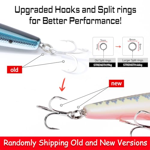 LITTMA California Surf Fishing Lures Saltwater Jerkbait Crankbait Surf Minnow 110/125 - Metallic Sardine Super Glow & Pearl Pink Belly Glow Lures for Halibut & Striper Fishing - color: Halibut killer, size: 110mm - 5/8oz