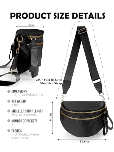 Pure Colour Crossbody Bag Bum Bag for Women,Spacious Purse Fanny Packs Belt Bag,Oversized Bum Bag (Colour Bum Bag-Black) - color: Colour Bum Bag-Black