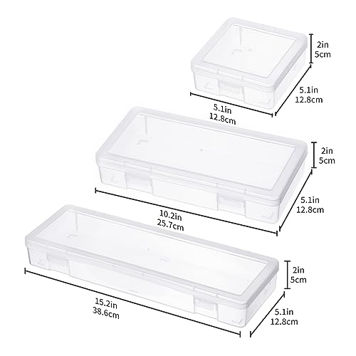 novelinks Clear Pencil Box and Small Plastic Storage Containers with Lids | 3 Small + 3 Medium + 3 Large, Board Game Storage Containers, Task Boxes for Special Education, Balloon Storage Organizer - color: 3 Small + 3 Medium + 3 Large -Clear