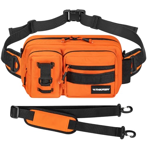 THKFISH Fishing Waist Pack - Waterproof Fanny Pack for Women & Men - Portable Sling Bag for Outdoor & Fly Fishing (ORANGE-LARGE) - color: ORANGE-LARGE