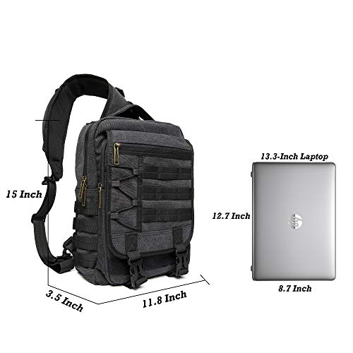 NICGID Tactical Military Backpack Large Daypack Molle Army Assault Pack Bug Out Bag Water Resistant Travel Fishing Hiking Trekking Rucksack - color: Black-canvas-808, size: 13.3 inch