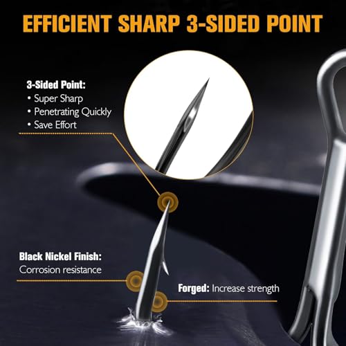 Dovesun Fishing Treble Hooks, Triple Hooks 3X Strong Professional V, 50PCS High Carbon Steel Replacement Fishing Hooks for Saltwater and Freshwater, Sizes #10#8#6#4#2 - color: Black Nickel, size: #4 * 50PCS