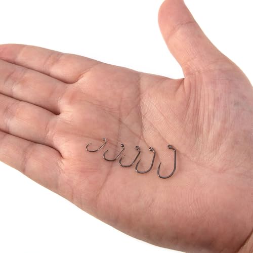 Dr.Fish 50 Pack Fly Tying Hooks, 60 Degree Jig Hook Barbless Nyphm Fly Fishing Curved Shank High Carbon Steel Dry Shrimp Caddis Pupa Emergers - size: #10-50 Pack
