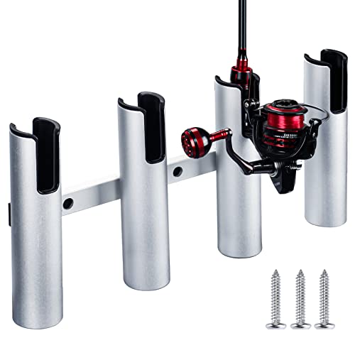 Aluminum Fishing Boat Rod Holder,3/4 Link Tube Aluminum Rod Rack, Suit Boats & Yacht ,Silver - color: Silver 4 Tube