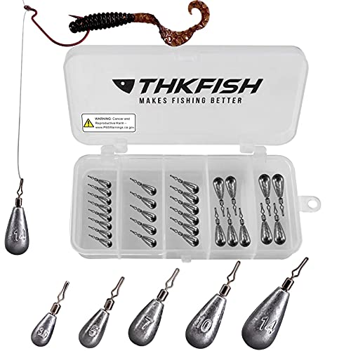 THKFISH Fishing Weights Sinkers Set, 28PCS Fishing Sinker Drop Shot Weights Kit,Drop Shot Rig Wacky Hooks for Saltwater Freshwater Bass Fishing - size: B-28pcs-Waterdrop Shape
